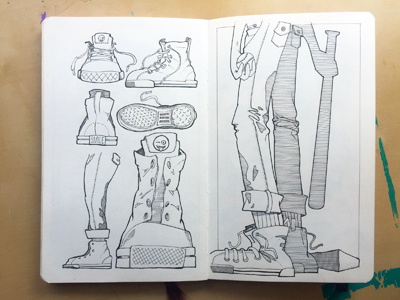 Up-to-Bat baseball drawing lineart moleskine onbase shoes sketchbook