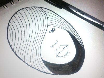 Egg Head blackandwhite face illlustration ink linedrawing micron sharpie