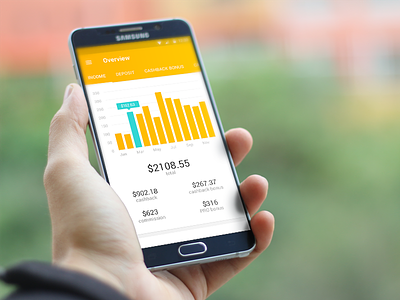 Financial App Overview android app chart clean dashboard financial material mobile orange ui white