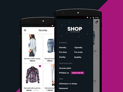 Fashion Shopping App Concept android app black ecommerce fashion grid material mobile purple shopping white