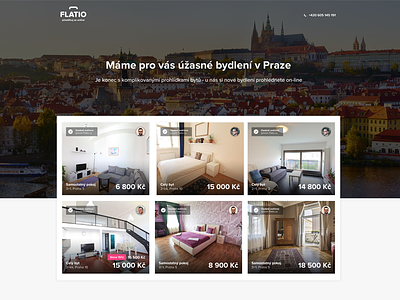 Flatio - Landing page with offers cta features grid landing list living minimal photo ui web website