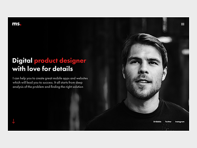 Personal Website Concept #2 black concept designer minimal personal photo portfolio split ui web webdesign white
