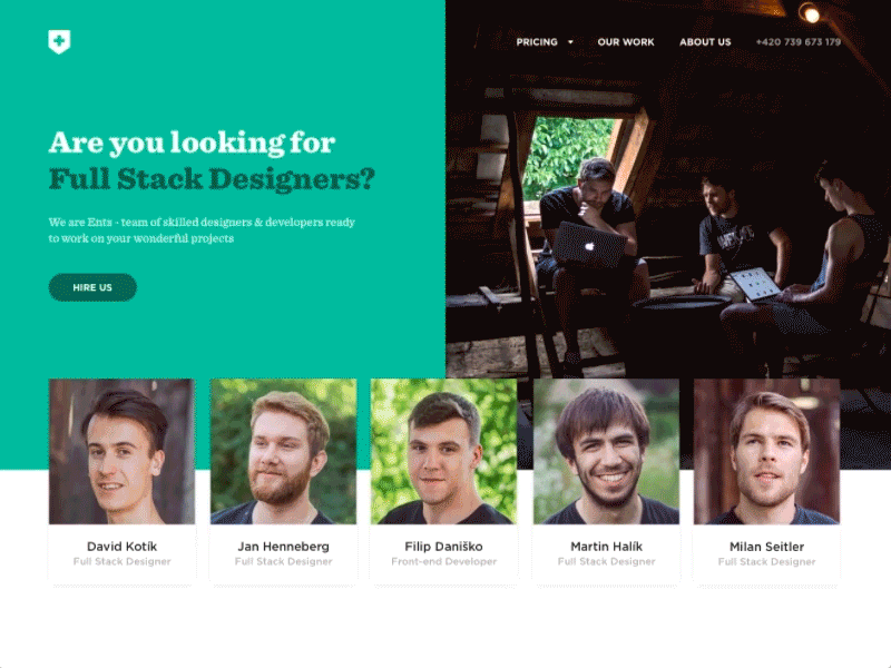 Ents profiles prototype people agency cards website animation principle timeline profile split ui web