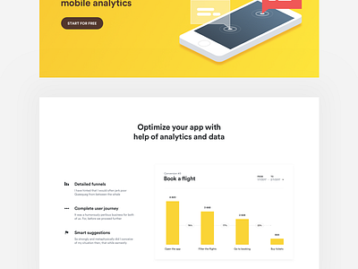 Tickstack analytics WIP analytics chart data features funnel graph landing stats ui web