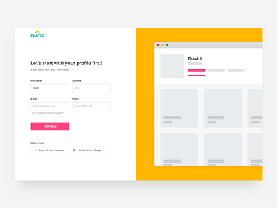 Onboarding new landlords on Flatio form illustration intro onboarding registration signup split ui vector web