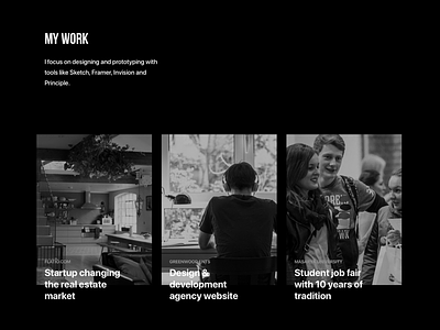 My work section | New portfolio black concept hero homepage landing minimal personal portfolio ui web