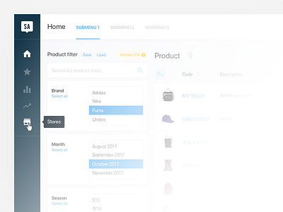 Dashboard sneak peek 🕵️ admin app dashboard filter icons list menu panel search table ui web