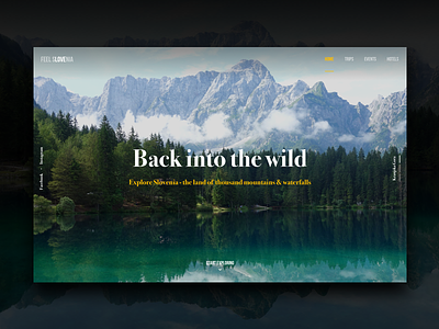Slovenia Travel Site Concept #3 colors forest header hero lake nature photo travel ui ux web website