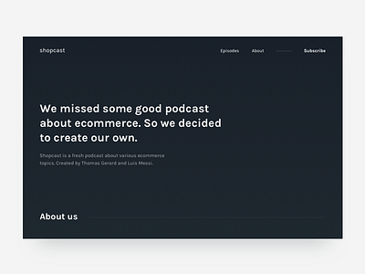 Podcast - About us about bio dark form homepage landing podcast text ui web
