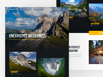 Slovenia Travel Site Concept #7 colors forest header hero mountain nature photo travel ui ux web website