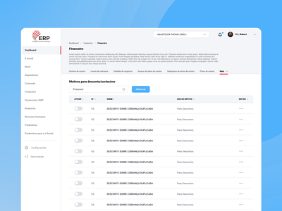 ERP - System Service dashboard design ui ux