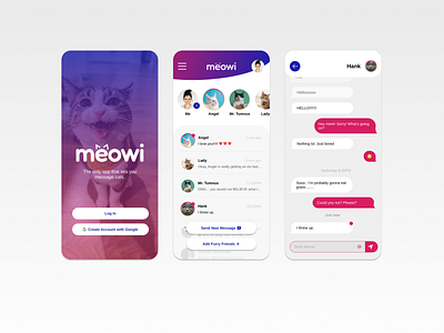 Messaging App - "Meowi" app appdesign brand logo ui ux