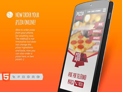 Pizza Web Order App app delivery html5 mobile orange order pizza smartphone web website