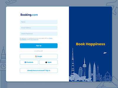 Booking.com Sign Up page