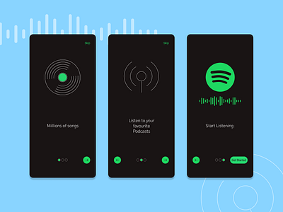 Spotify Splash Screens app tour design splashscreen spotify ui ux