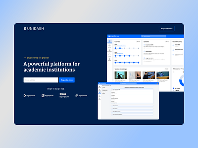 University dashboard landing page