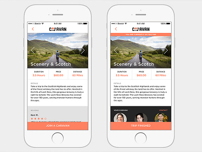 Caravan Detailed Trip app brand caravan design expedia hackathon identity mobile travel ui ux