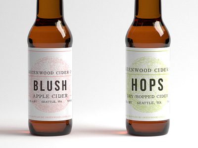 Greenwood Cider Labels blush bottle brewing cider hops logo wood