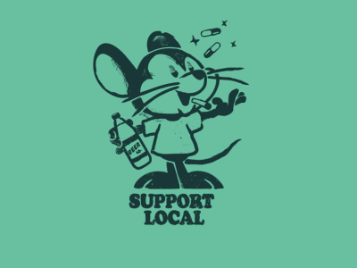 Support Local brooklyn designer character design graphics illustration mouse rat sticker design t shirt design type vector design