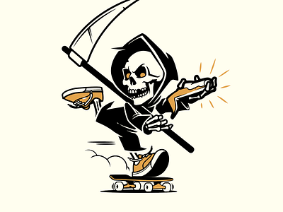 Pizza or Die brooklyn designer character design graphics illustration reaper skateboarding skull t shirt design t shirt design vector design