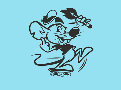 Rat Mascot character design graphics illustration rat skateboarding sticker design vector design