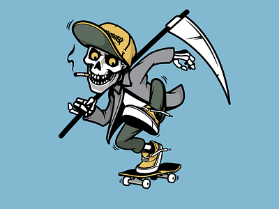 Thrashed! character design graphics illustration skateboarding skeleton skull t shirt design vector vector design