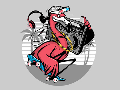 Flamingo Sk8 gaphics illustration t shirt design vector design