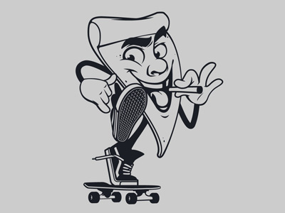 Skateboarding Pizza Character graphics illustration pin design t shirt design vector design