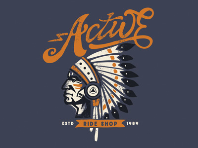 Active Ride Shop Native Amercian Chief graphics illustration native american chief pin design t shirt design vector design