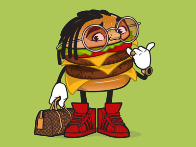 Hamburger Hip hop burgers food graphics illustration vector design vegan burger