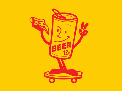 Pizza, Beer and Go Skate beer graphics illustration pizza skateboarding vector design