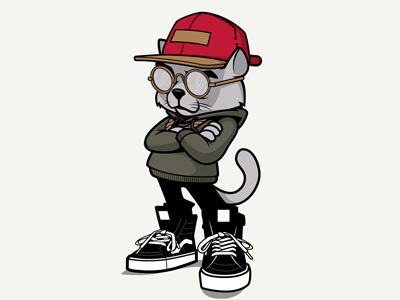 Cool Cat Character animals cats graphics hiphop illustration t shirt design vans vector design