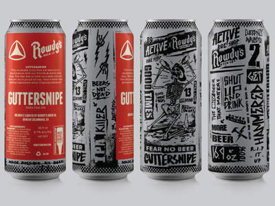 Rowdy's Brew Co. x Active Ride Shop beer design graphics illustration pkg design skeleton skull vector design