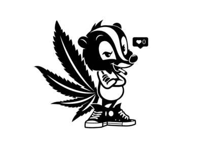Skunky! 420 graphics illustration single color t shirt design weed