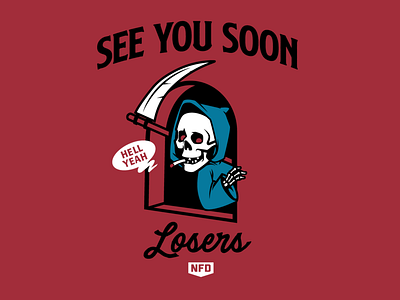 See you soon! brooklyn designer graphics simple skull sticker t shirt design vector design
