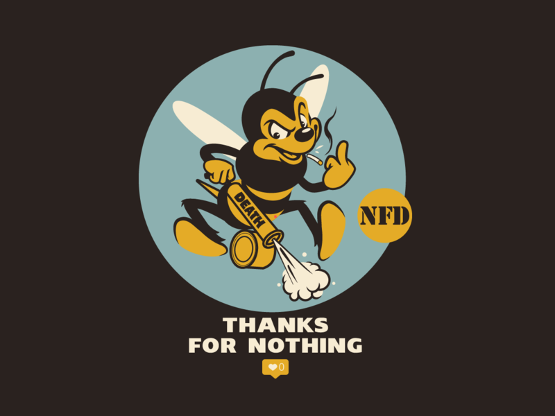 Bee .. Thanks for nothing bee brooklyn designer character design illustration sticker design t-shirt design vector design