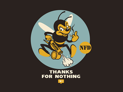 Bee .. Thanks for nothing bee brooklyn designer character design illustration sticker design t shirt design vector design