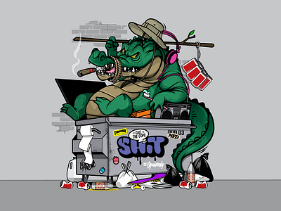 Gator Sharp animals brooklyn based gator illustration sticker design t shirt design vector design