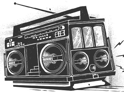 Boombox Cable Car graphics illustration tee design