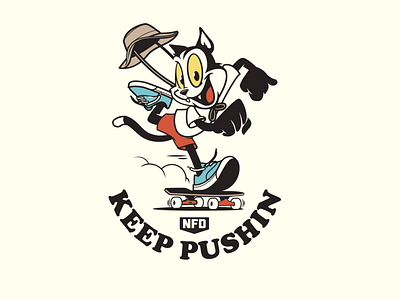 Keep Pushin! character design graphics illustration skateboarding t shirt design vector vector design