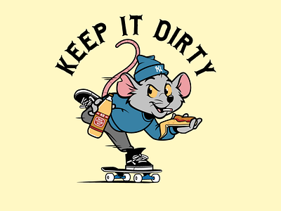 Keep it Dirty character design graphics illustration mascot design rat skateboarding sticker design t shirt design tee design vector vector design