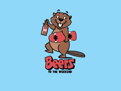 Beers to the weekend! animals beaver brooklyn designer character design graphics illustration skateboarding t-shirt design tee design vector design