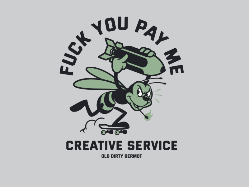 PAY ME! bee character design graphics illustration skateboarding sticker design t shirt design tee design vector design