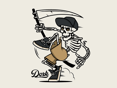 Dork brooklyn designer character design graphics illustration mascot design skeleton skull sticker design t shirt design t shirt design vector vector design