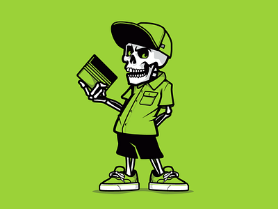 Wrap Mascot character design graphics illustration pin design skeleton skull sticker design t shirt design vans vector vector design