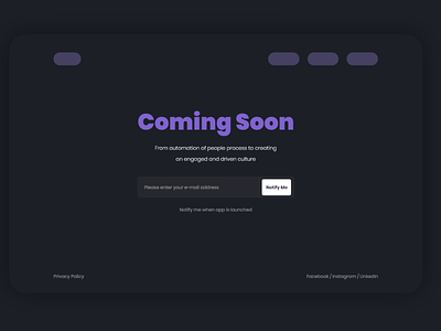 Coming Soon Page Design design ui