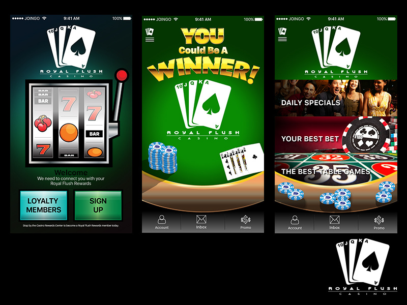 Casino Application Screens design visual ux ui app cards flush royal casino
