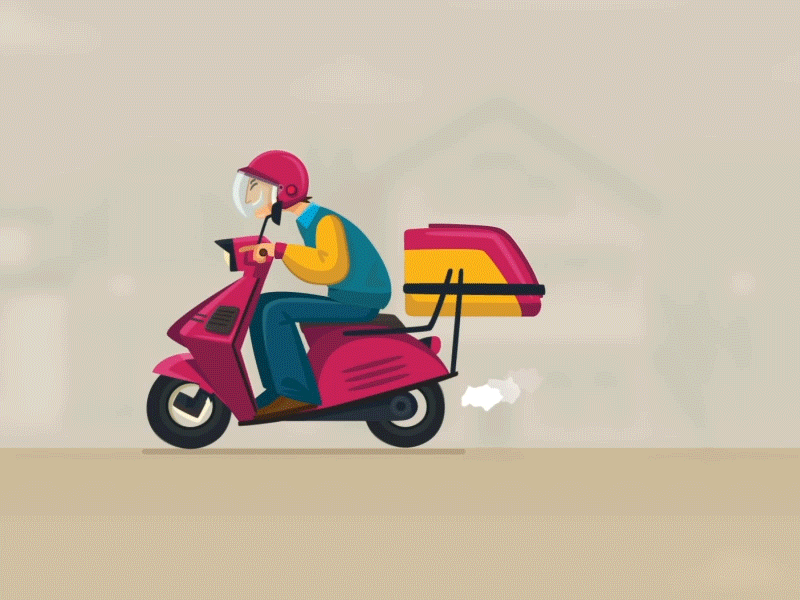 Sunday Practice 2d after effects animation boy delivery illustration scooter vector