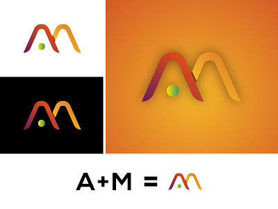 am monogram logo 2d 3d creative design icon lettering logo minimal modern monogram typography vector