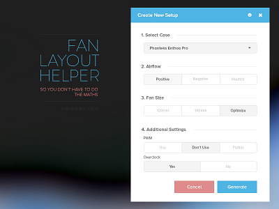Fan Layout Helper app design desktop flat saas ui web
